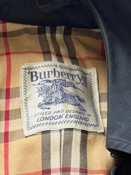 Burberry Navy Trench Coat with Signature Check Lining - Picture 3 of 3